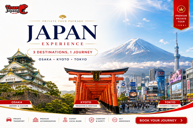 Paket Tour Jepang 7 Hari Golden Route: Liburan Private Tour Terlengkap Osaka – Kyoto – Tokyo