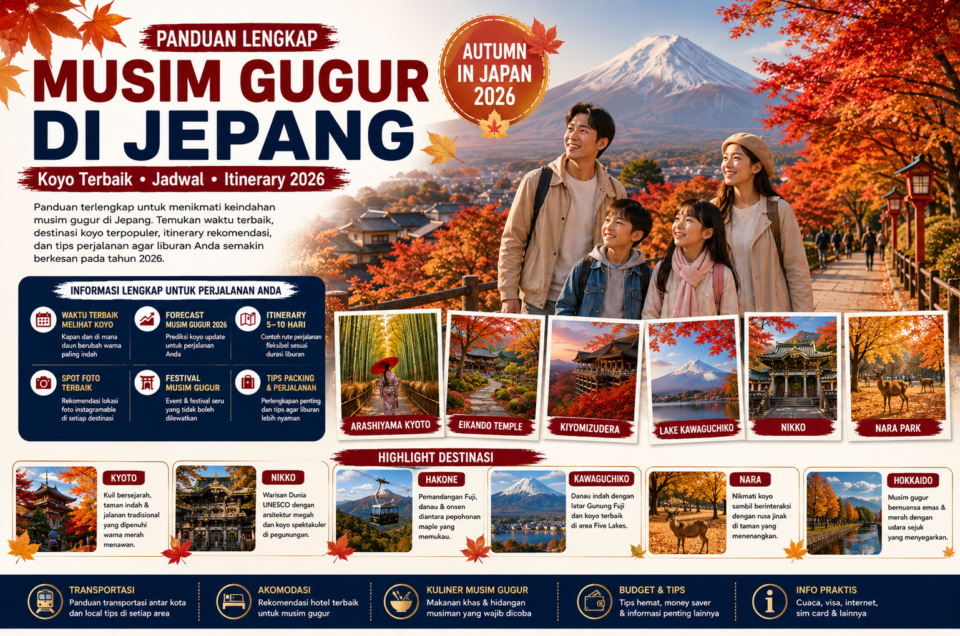 Panduan Lengkap Musim Gugur di Jepang: Destinasi Koyo Terbaik, Jadwal, dan Itinerary 2026
