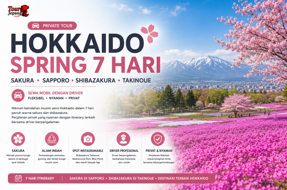 Private Tour Hokkaido Spring 7 Hari: Sakura Sapporo, Shibazakura Takinoue, dan Itinerary Sewa Mobil dengan Driver