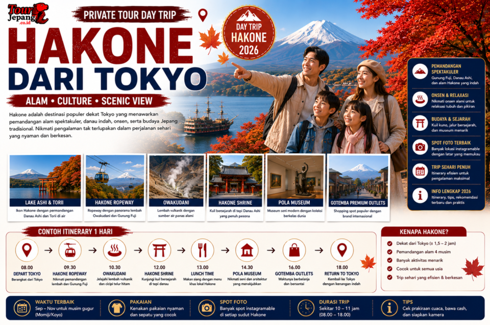 Private Tour Day Trip Hakone dari Tokyo dengan Sewa Mobil
