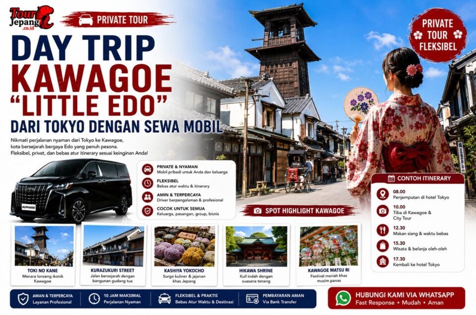 Private Tour Day Trip Kawagoe (Little Edo) dari Tokyo dengan Sewa Mobil